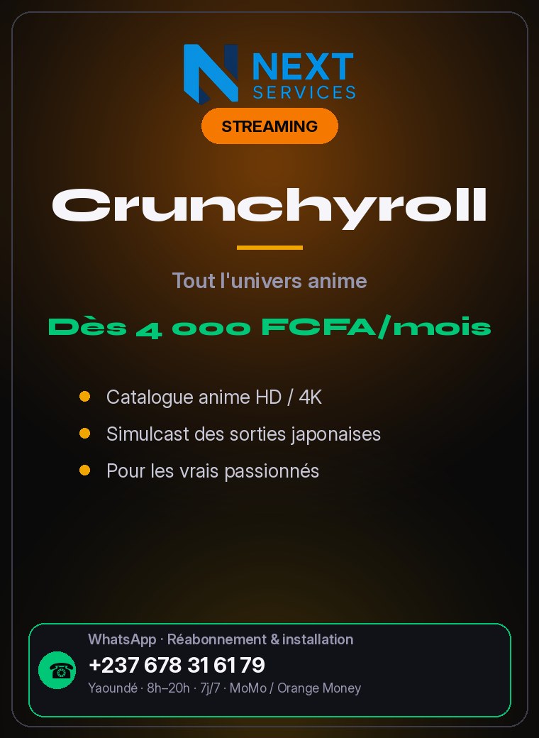 Affiche abonnement Crunchyroll — Next Services