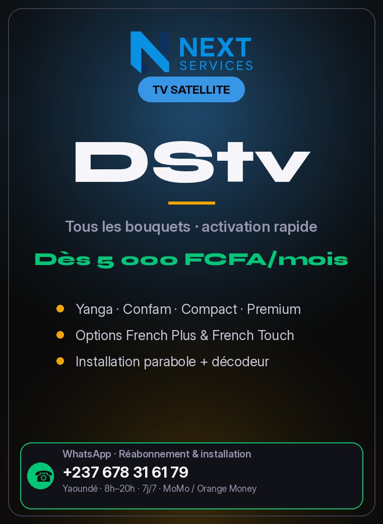 Affiche abonnement DStv — Next Services
