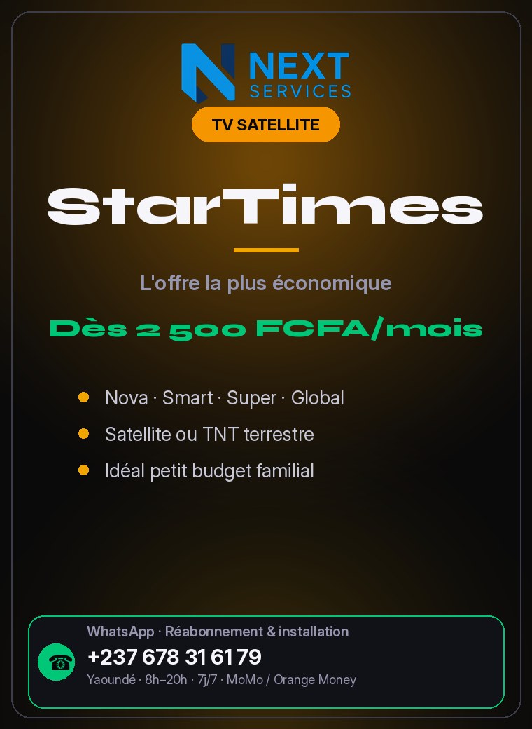 Affiche abonnement StarTimes — Next Services